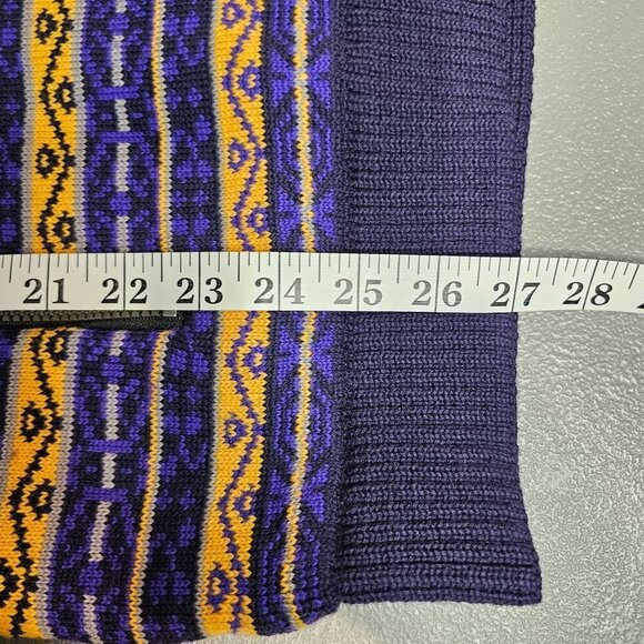 Spyder Vintage Mens M Wool Pullover Half Zip Sweater Purple Yellow - Picture 14 of 14